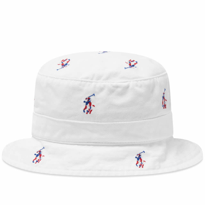 Photo: Polo Ralph Lauren Men's Bucket Hat in White/Multi
