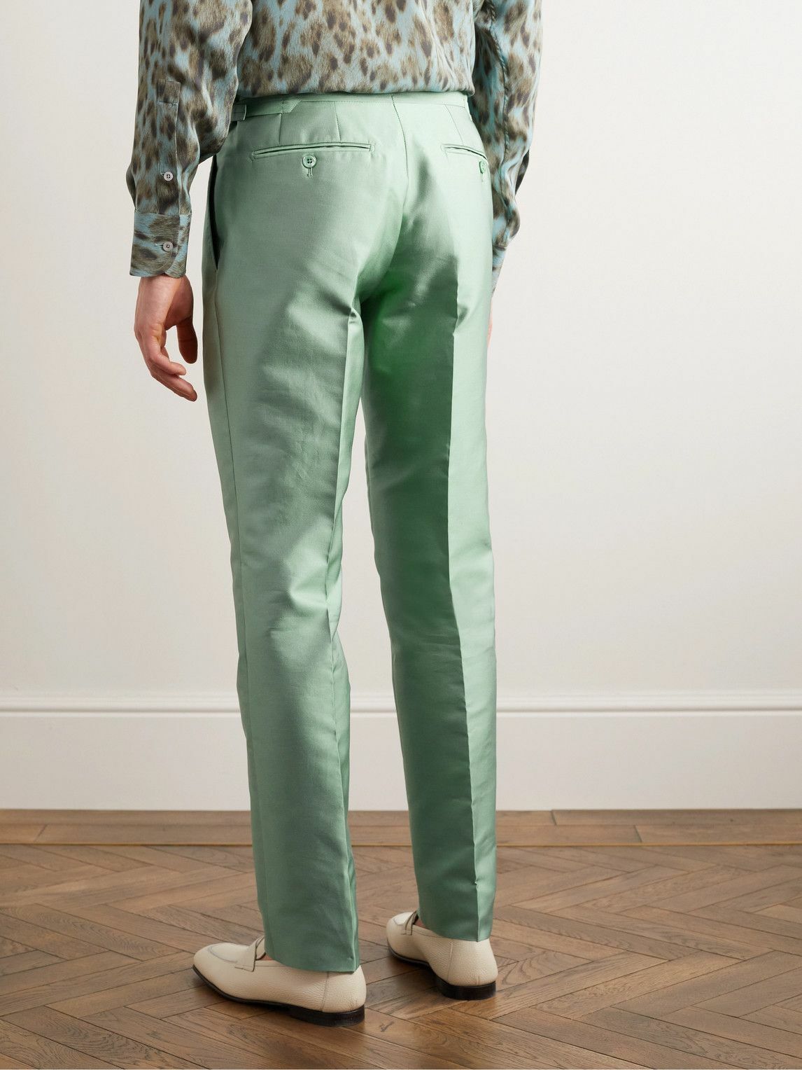 TOM FORD - Shelton Straight-Leg Cotton-Blend Suit Trousers - Green TOM FORD
