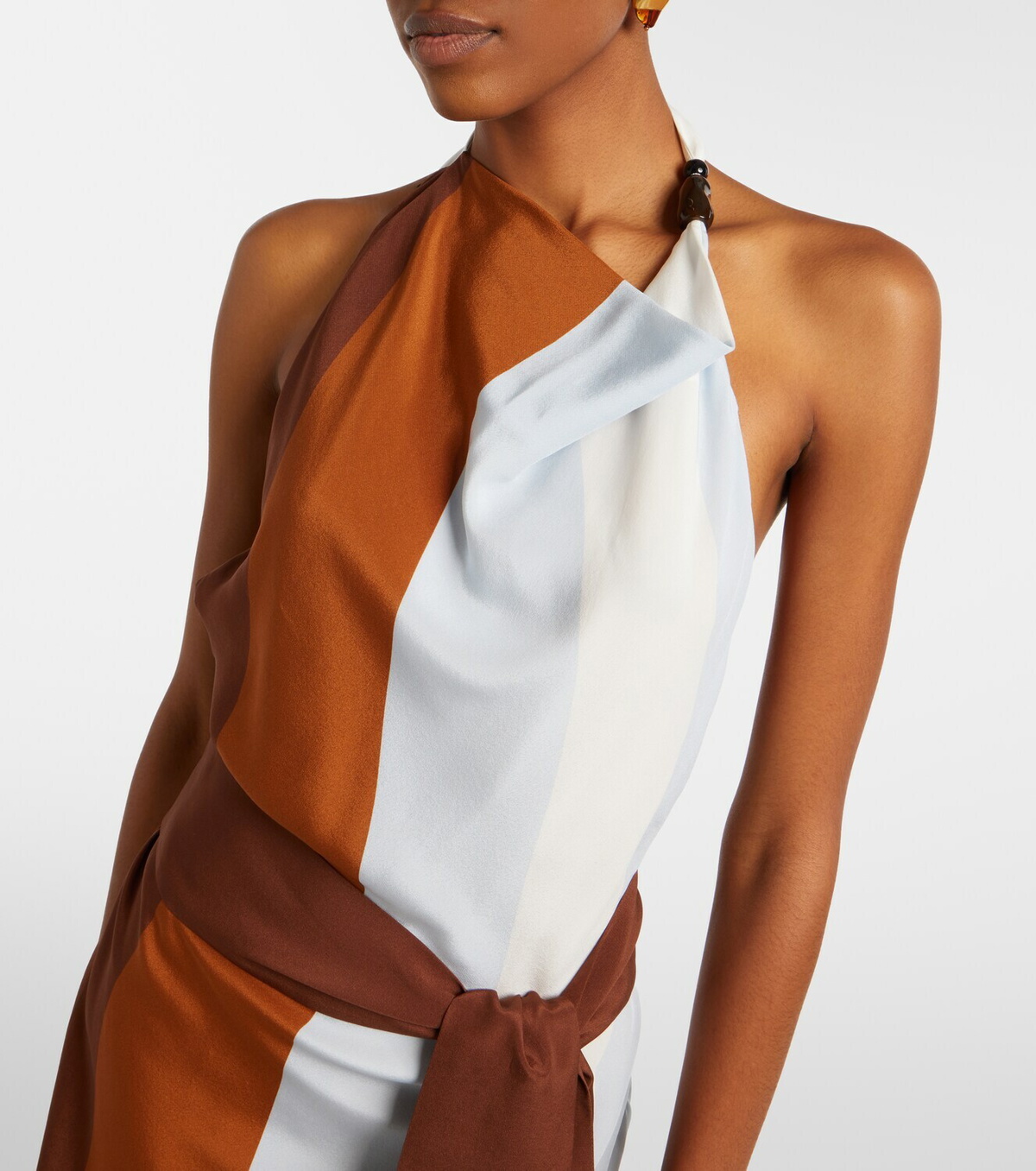 SIR Striped halterneck silk minidress