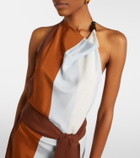 SIR Striped halterneck silk minidress
