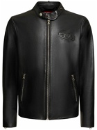 DIESEL - Oval-d Debossed Leather Biker Jacket