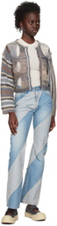 PERVERZE SSENSE Exclusive Blue Nano Mist Denim-Bias Line Jeans