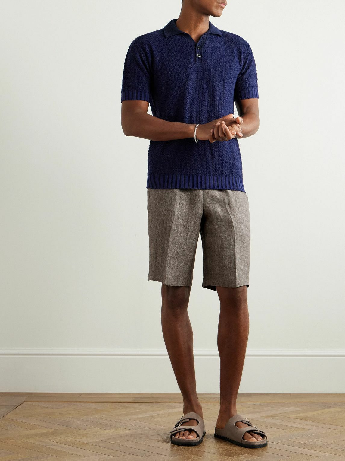 PIACENZA 1733 - Straight-Leg Herringbone Linen Shorts - Neutrals