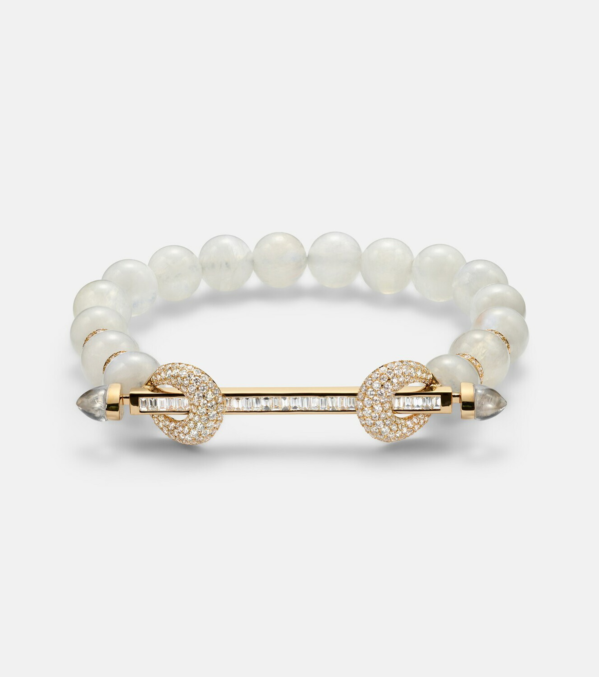 Ananya Chakra 18kt gold and moonstone bangle with diamonds and quartz