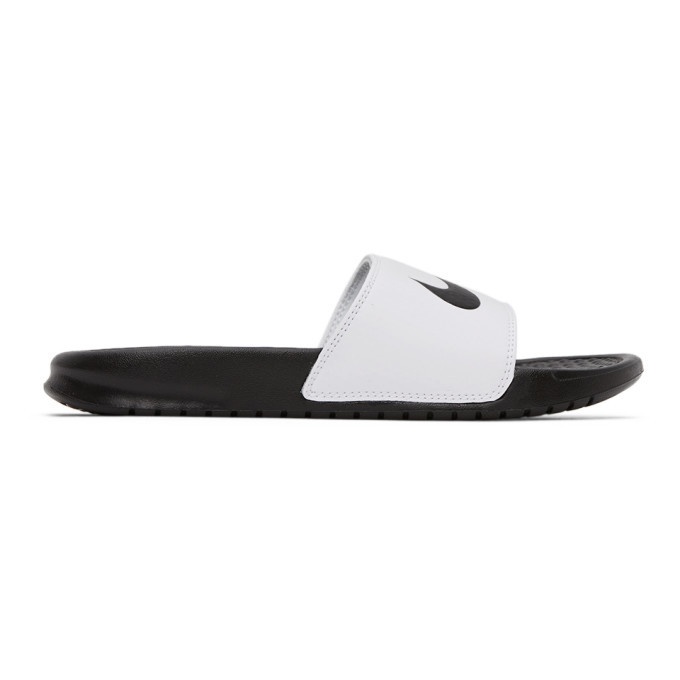 Nike White and Black Benassi Slides Nike