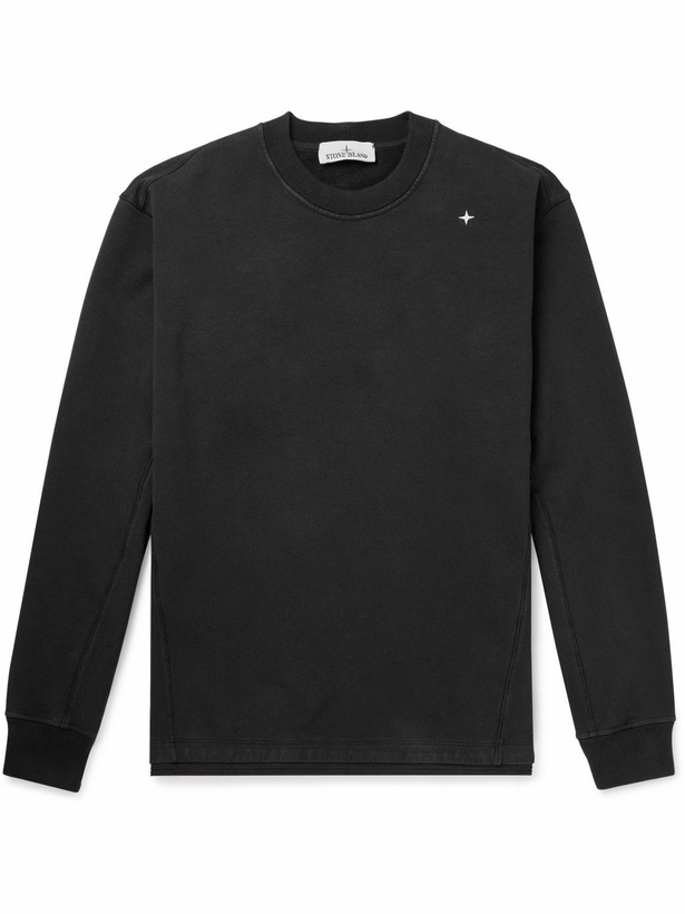 Photo: Stone Island - Logo-Embroidered Stretch-Cotton Jersey Sweatshirt - Black