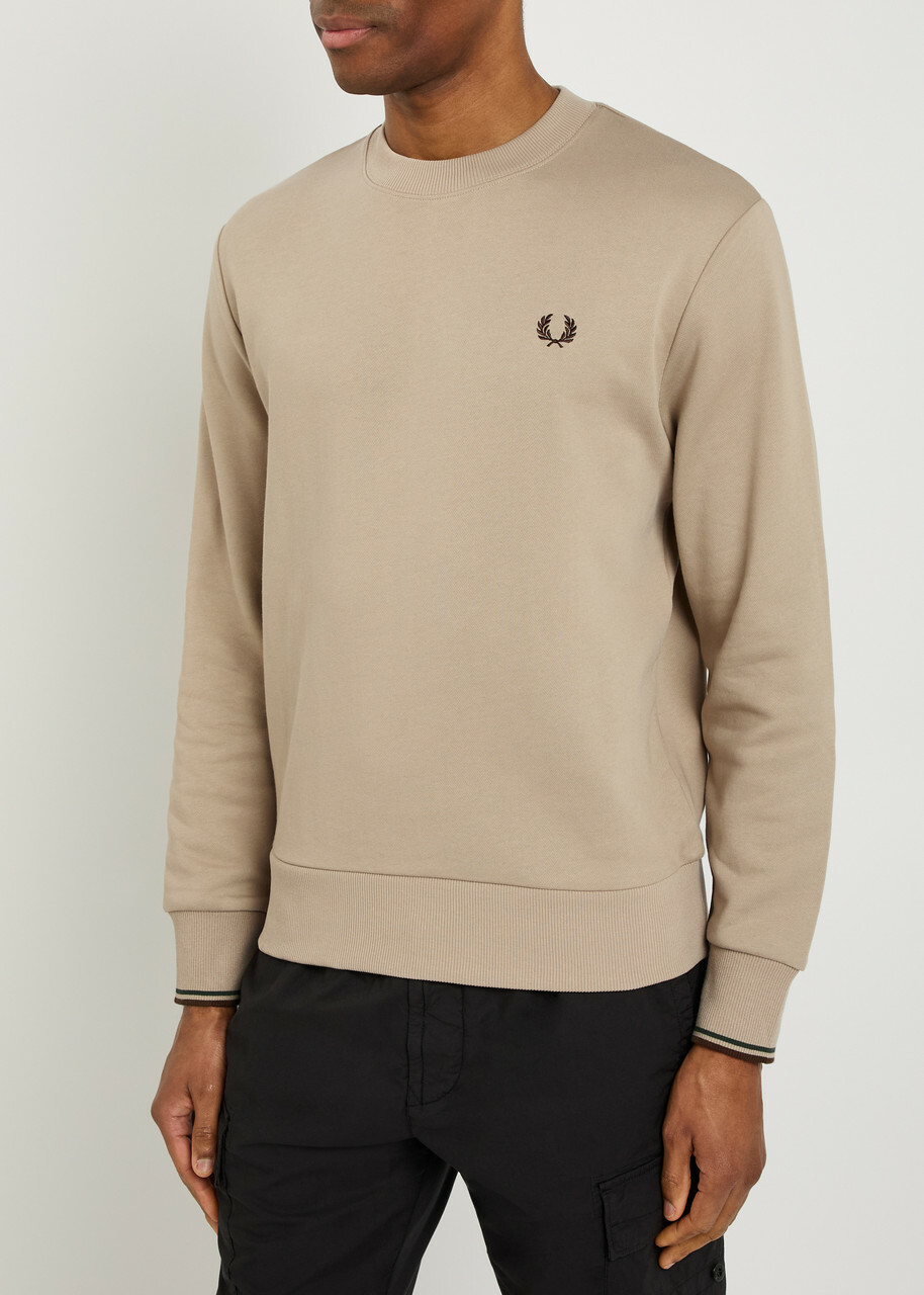 Fred Perry Logo-embroidered Cotton Sweatshirt Ecru