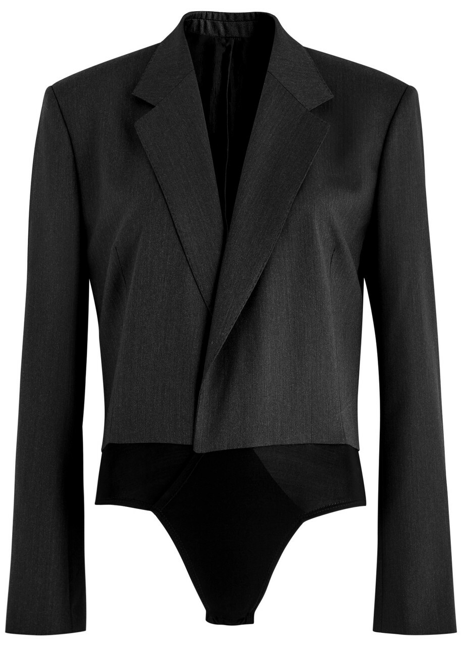 Petar Petrov Back To Black Wool Blazer Bodysuit Grey