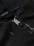 Balenciaga - Distressed Denim Bomber Jacket - Black