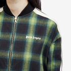 Palm Angels Women's Classic Logo Check Bomber Jacket in Green