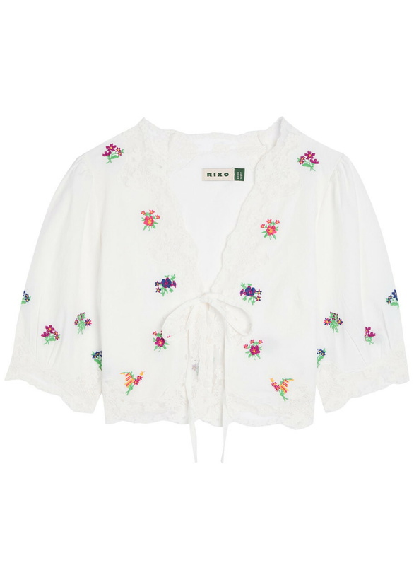 Photo: Rixo Ursula Floral-embroidered Cotton top White