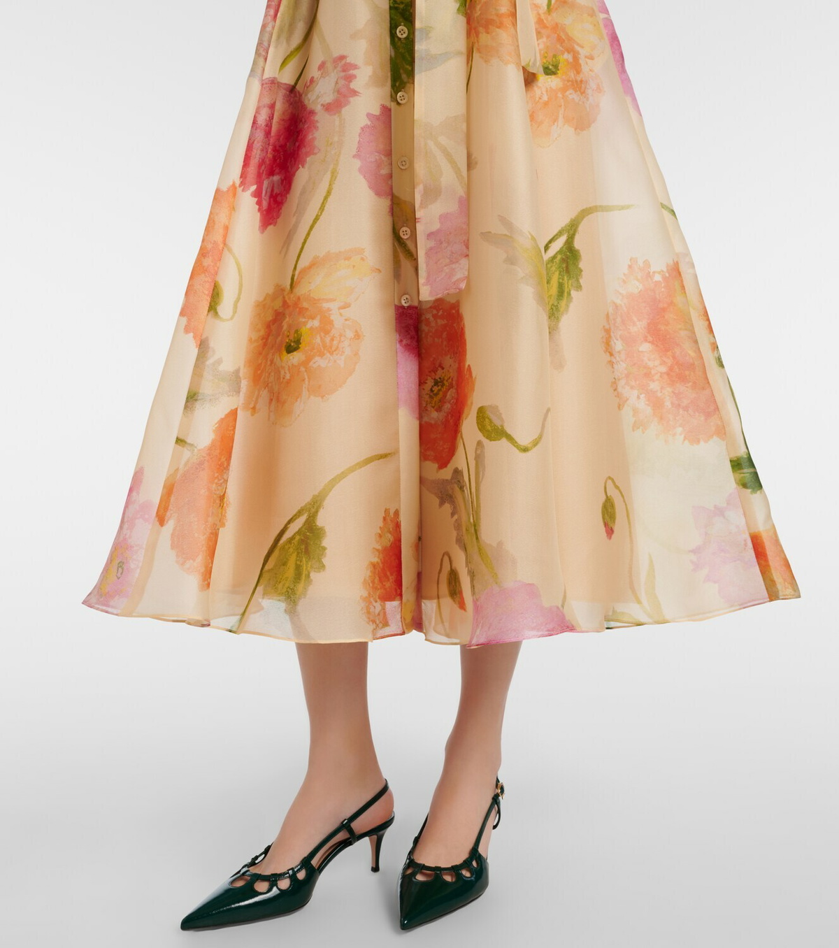 Carolina Herrera Belted floral silk shirt dress