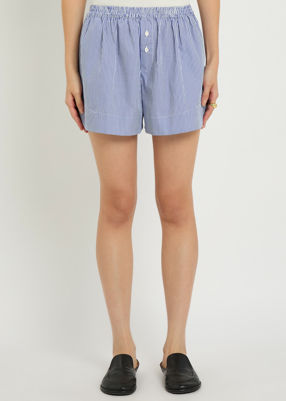 Faithfull The Brand Lonia Striped Cotton Shorts Blue
