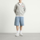 Comme des Garçons Play Red Emblem Zip Hoodie in Grey