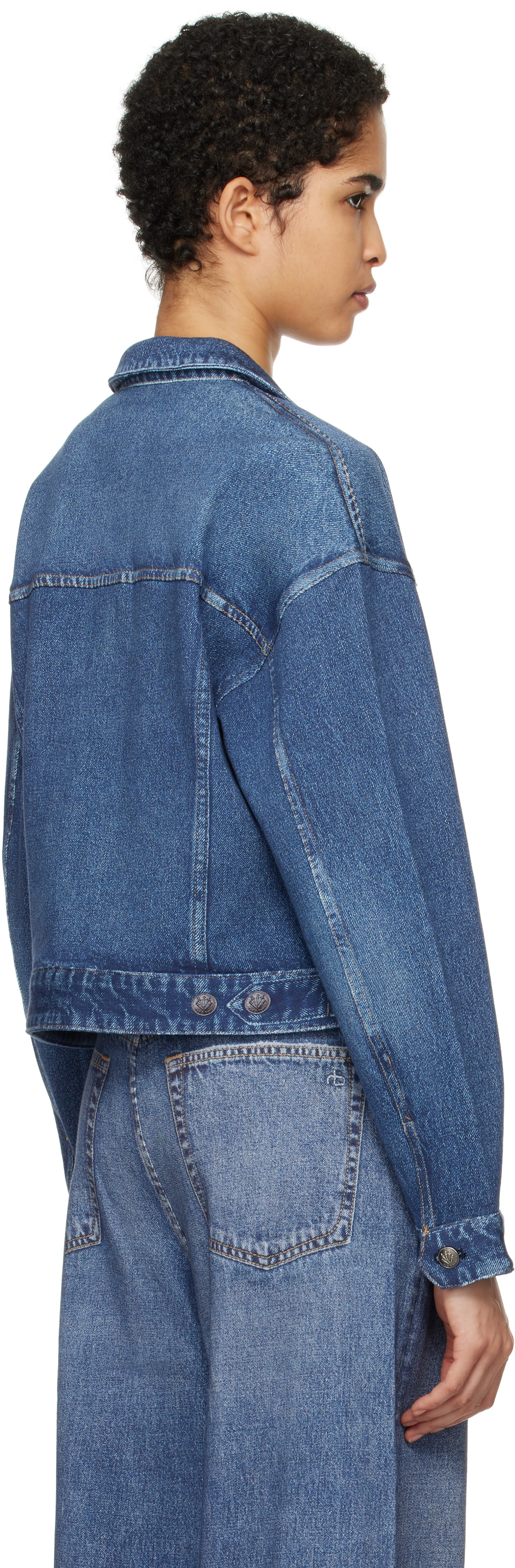 rag & bone Blue Miramar Fleece Trucker Jacket
