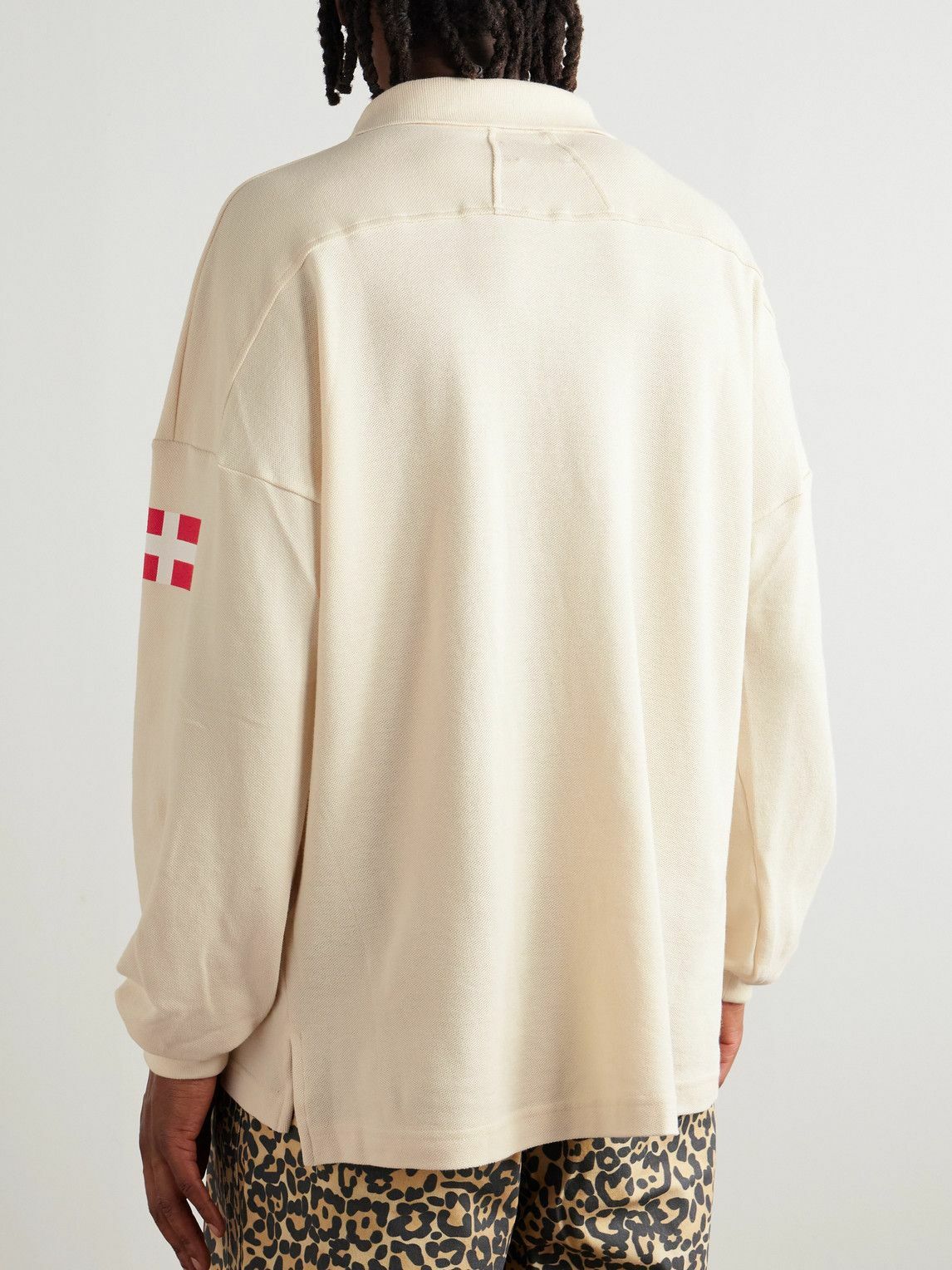 Rhude - Como 1907 Oversized Printed Cotton-Piqué Polo Shirt - Neutrals