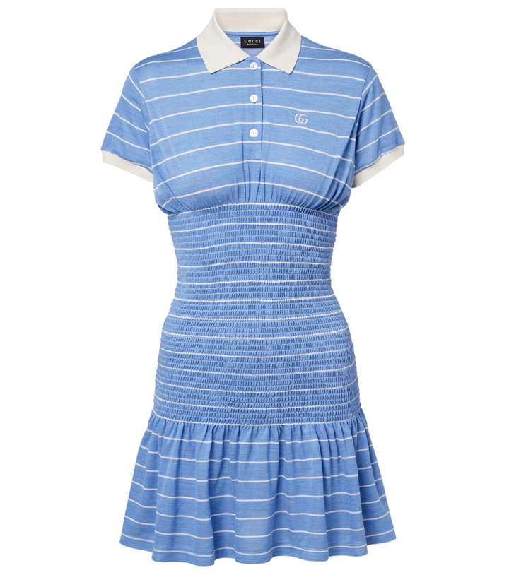 Photo: Gucci Shirred striped silk piqué polo dress