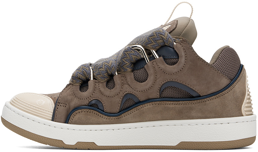 Lanvin SSENSE Exclusive Taupe Leather Curb Sneakers Lanvin