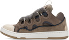 Lanvin SSENSE Exclusive Taupe Leather Curb Sneakers