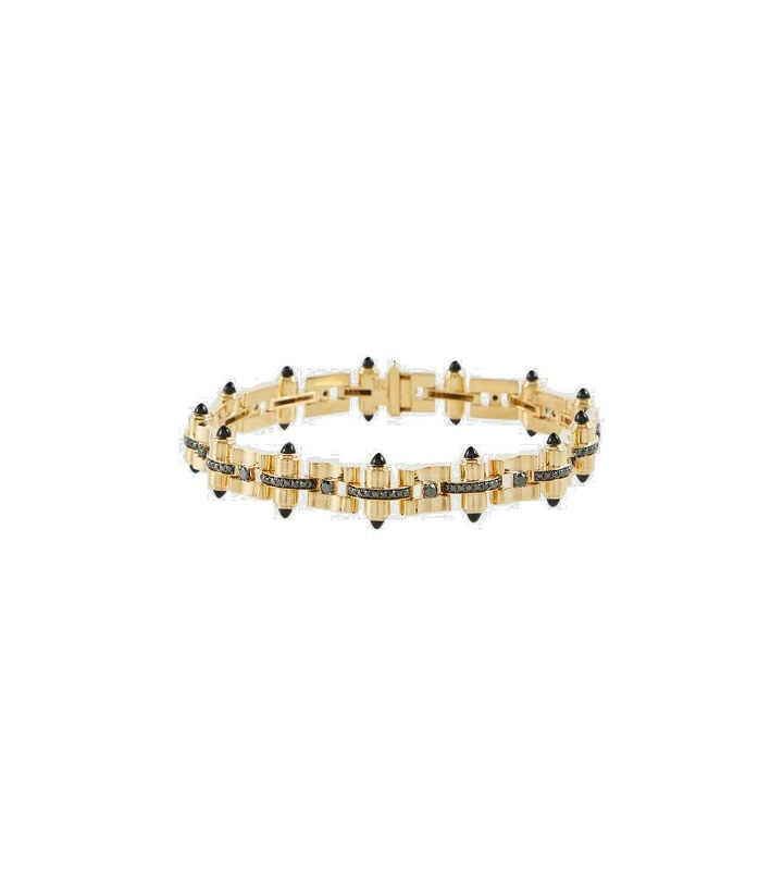 Photo: Rainbow K Celeste 14kt gold link bracelet with diamonds and onyx