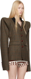 LAURA ANDRASCHKO Khaki Pagoda Country Side Short Blazer