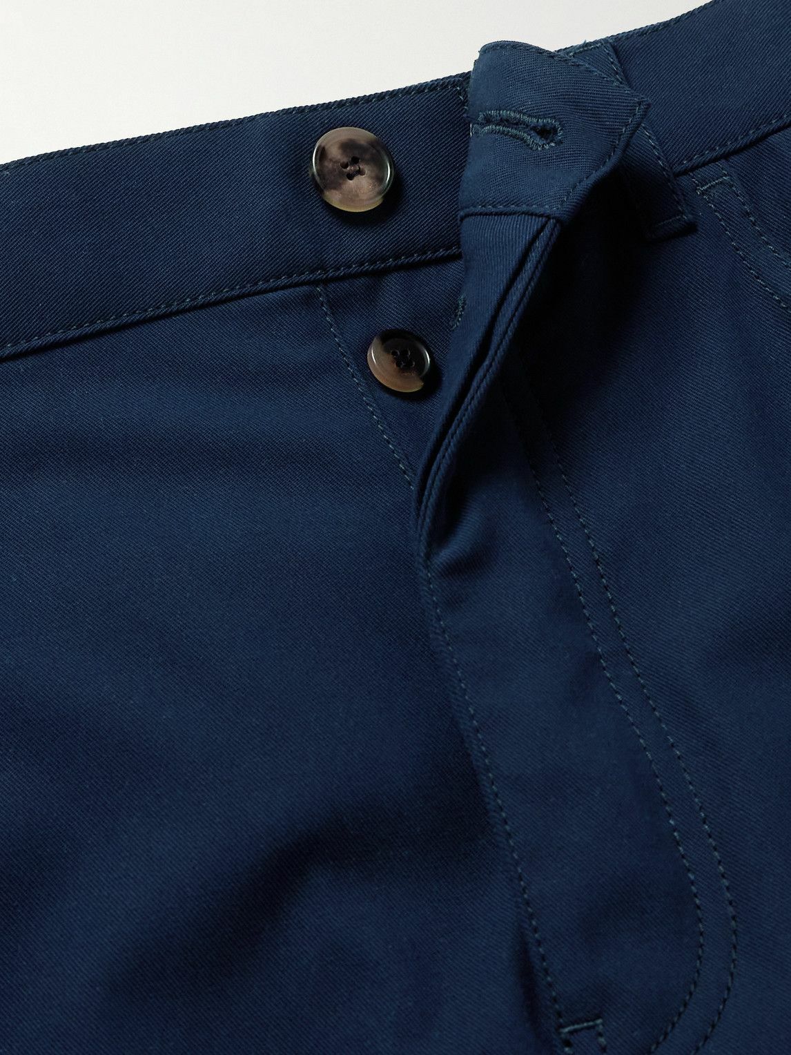 LOEWE - Carpenter Straight-Leg Leather-Trimmed Cotton-Twill Trousers - Blue