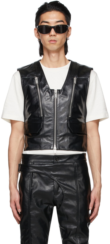 Photo: ADYAR SSENSE Exclusive Black Leather Hug Vest
