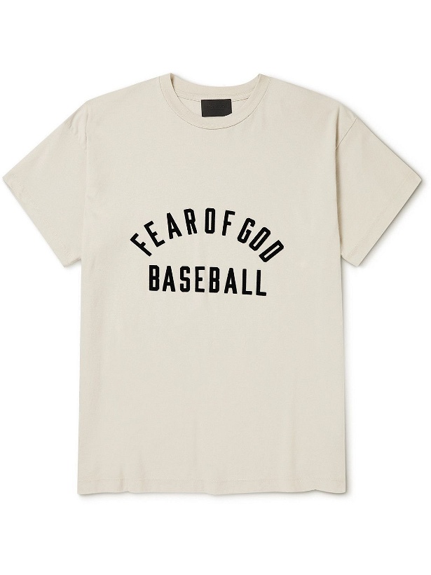 Photo: Fear of God - Flocked Cotton-Jersey T-Shirt - Neutrals