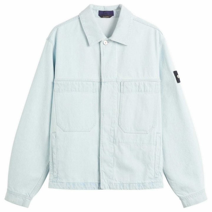 Photo: Stone Island Men's Denim Research Ultra Bleached Denim Jacket in Extra Bleach
