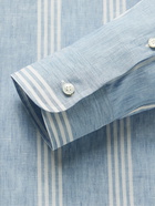 BRIONI - Striped Linen and Cotton-Blend Shirt - Blue - M