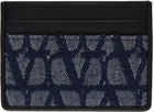 Valentino Garavani Black & Blue Toile Iconographe Card Holder