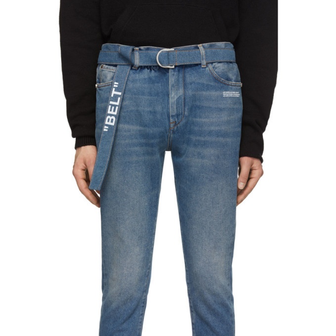 Off-White Blue Slim Low Crotch Jeans Off-White