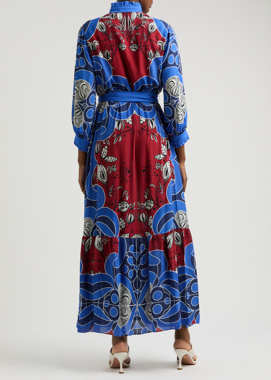 Borgo DE Nor Demi Printed Midi Shirt Dress Blue And White