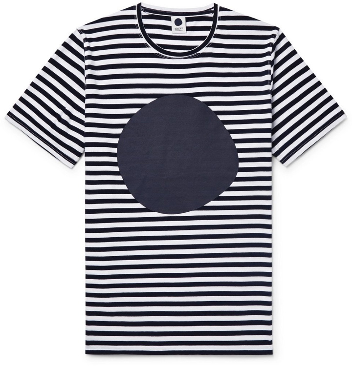 Photo: NN07 - Printed Striped Cotton-Jersey T-Shirt - Blue