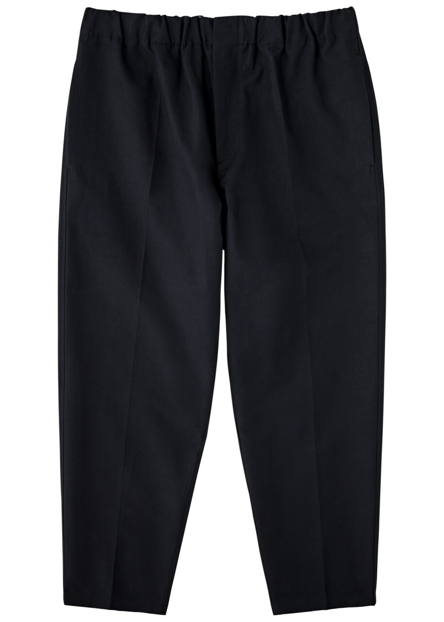 Jil Sander Tapered-leg Cotton Trousers Navy Jil Sander