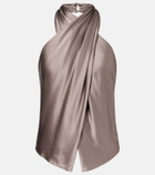 The Sei Draped halterneck silk charmeuse top