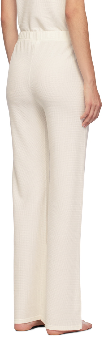 BOSS Off-White Embroidered-Logo Pyjama Pants