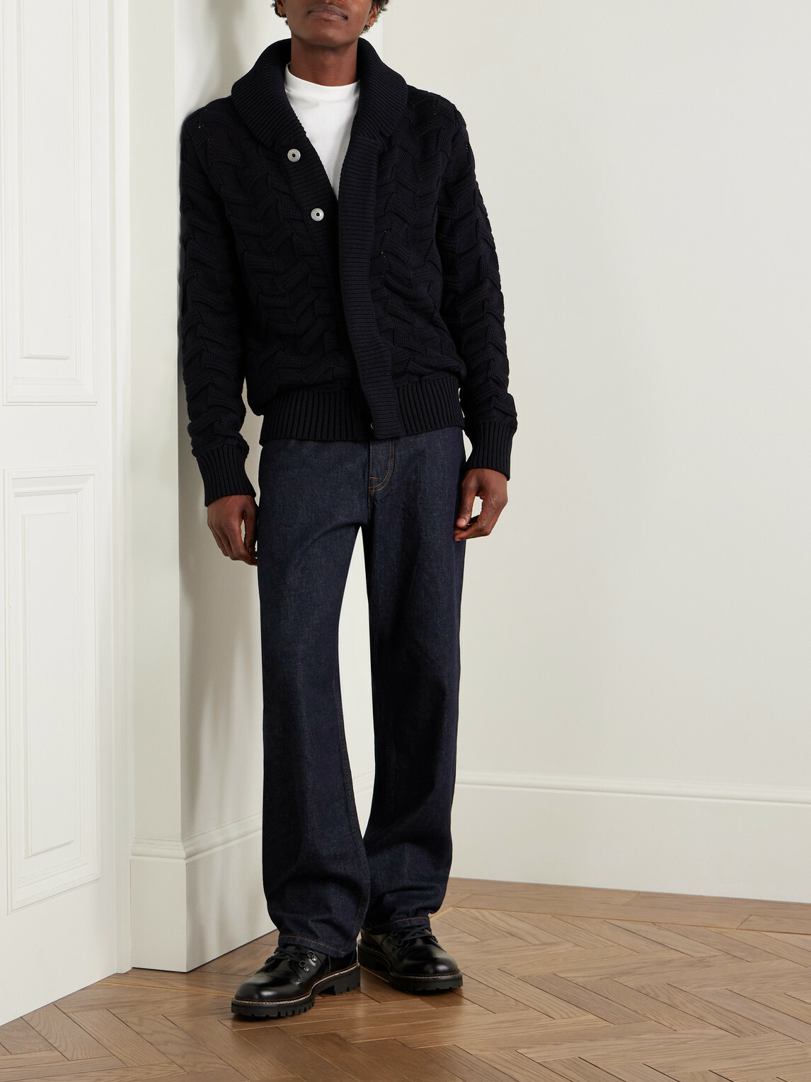 S.N.S. Herning - Epigon Shawl-Collar Virgin Wool Cardigan - Blue