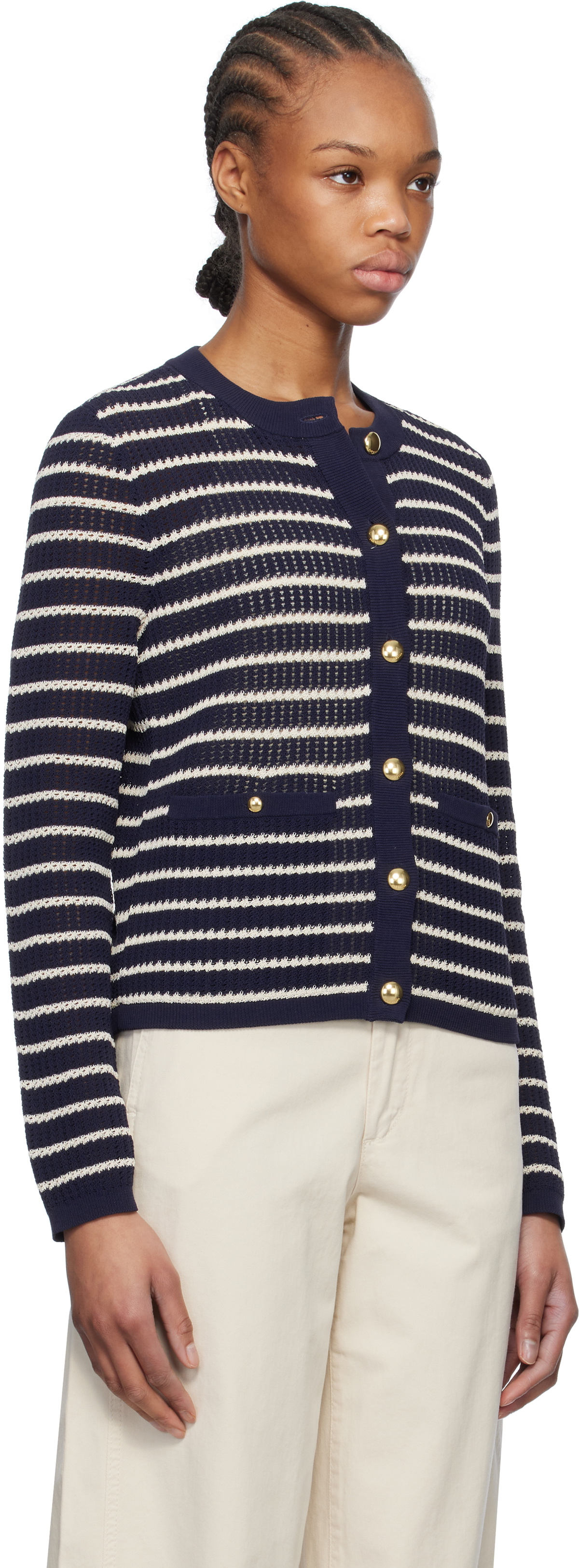 rag & bone Navy Viola Stripe Cardigan