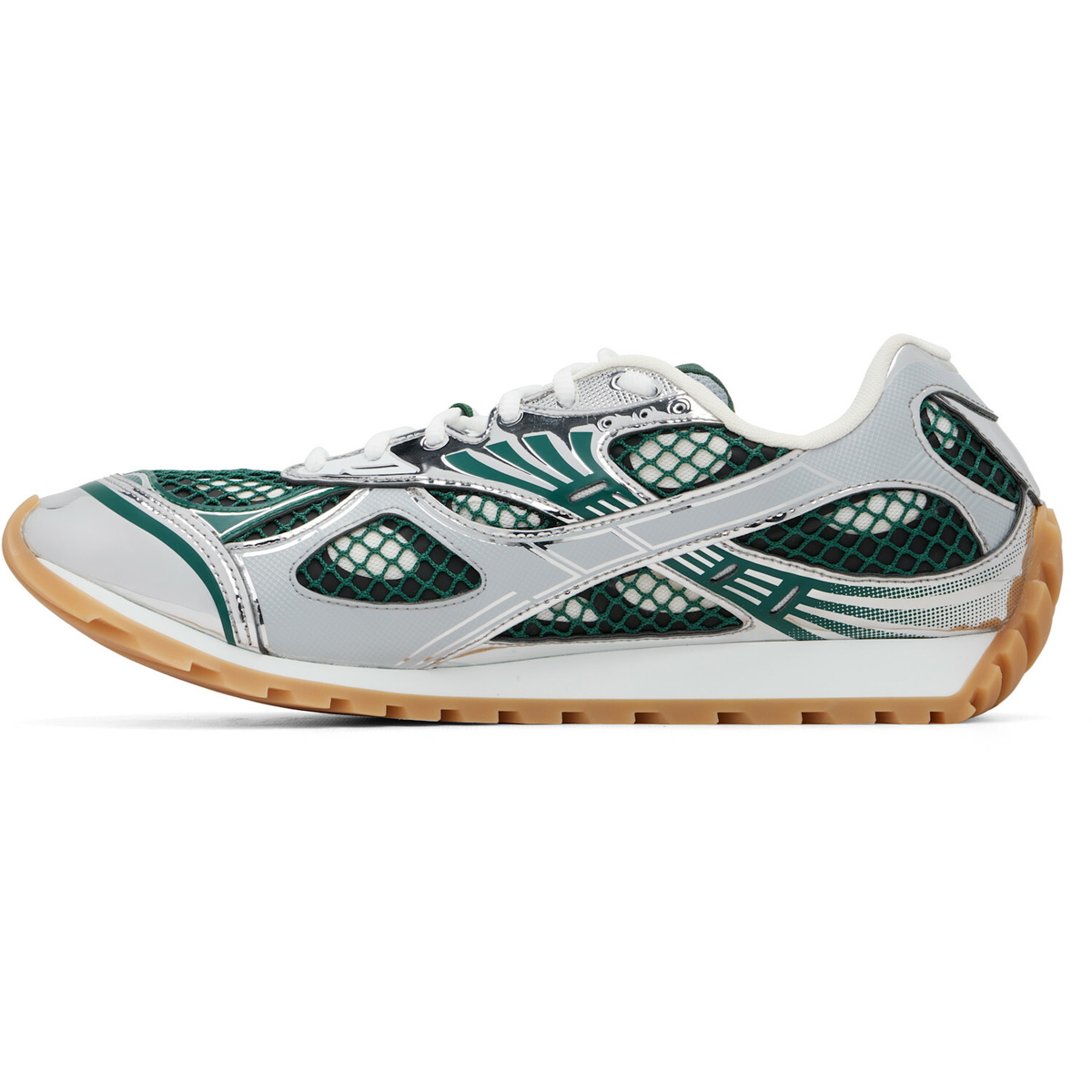 Bottega Veneta Green & Silver Orbit Sneakers