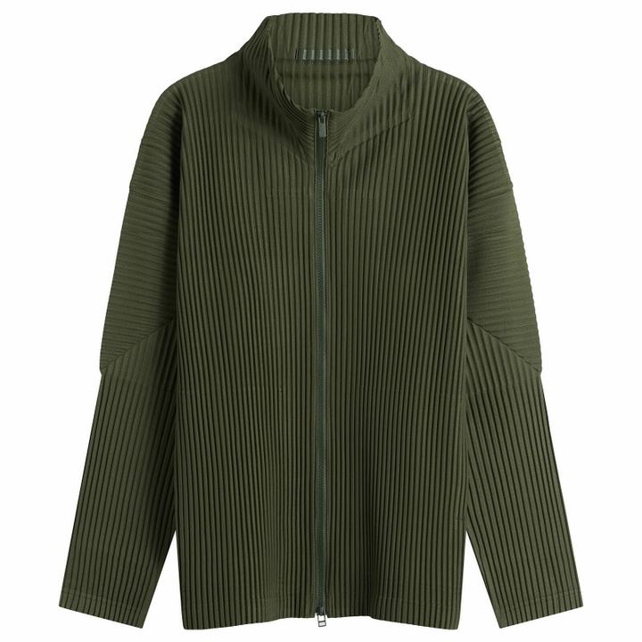 Photo: Homme Plissé Issey Miyake Men's Pleat Zip Up Cardigan in Duomo Door Green