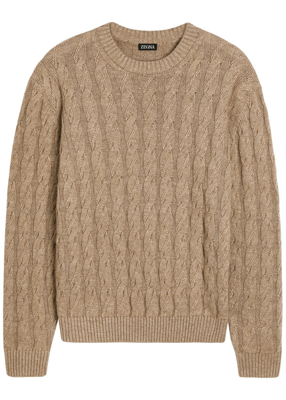 Photo: Zegna Cable-knit Linen-blend Jumper Brown
