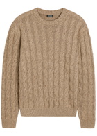 Zegna Cable-knit Linen-blend Jumper Brown