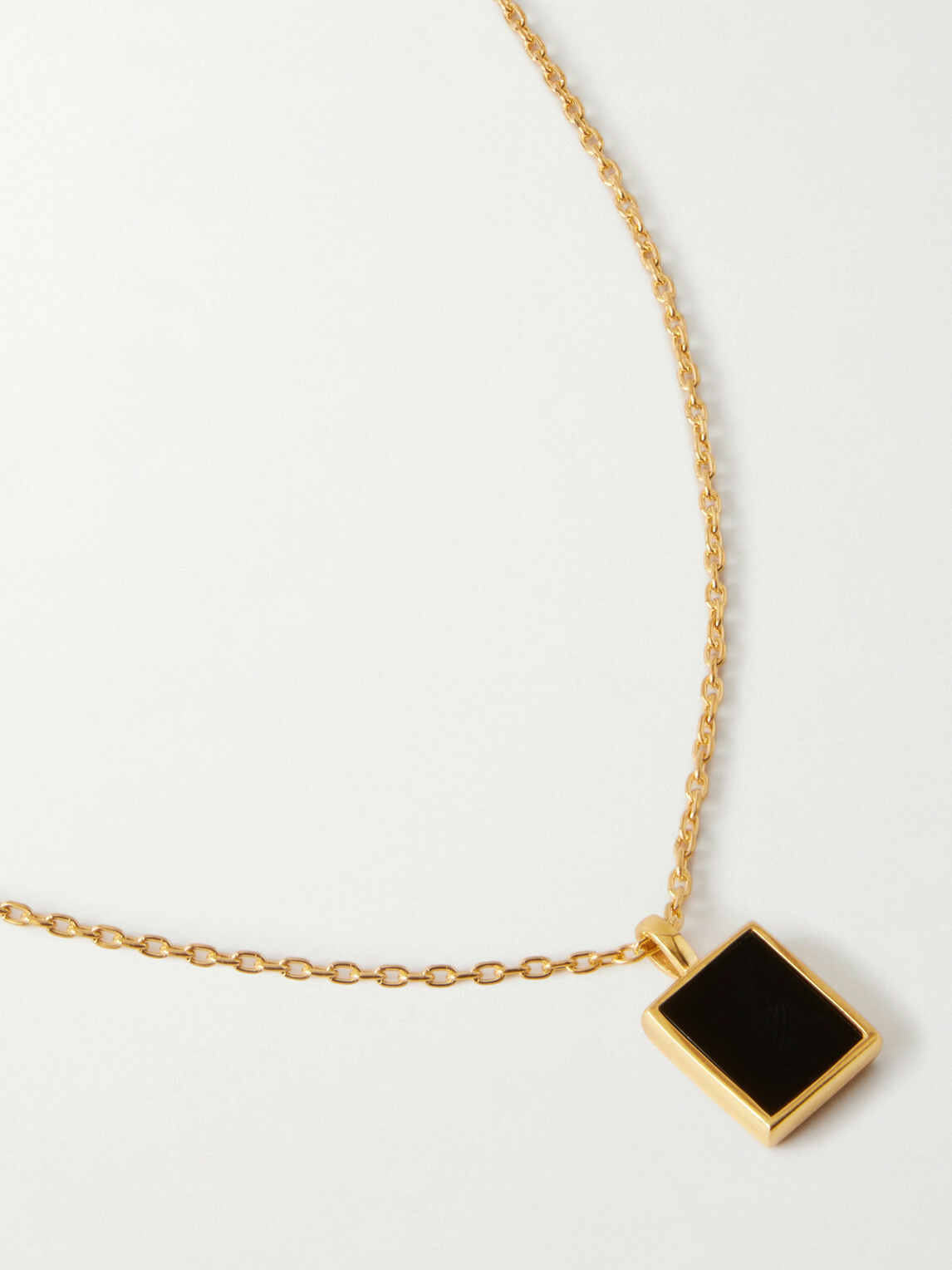 Mikia - Rectangle Gold-Plated Onyx Necklace