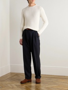 Ralph Lauren Purple label - Slim-Fit Ribbed Mulberry Silk and Linen-Blend Sweater - White