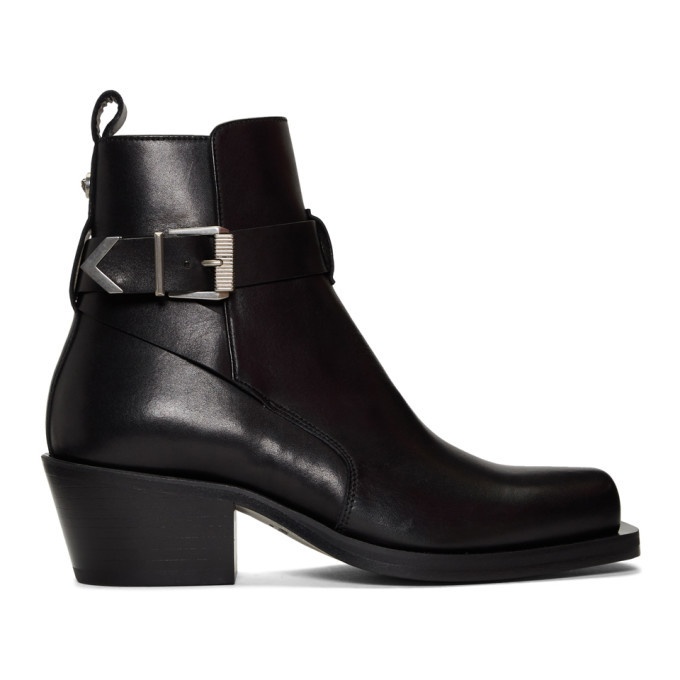 Photo: Versace Black Buckle Ankle Boots