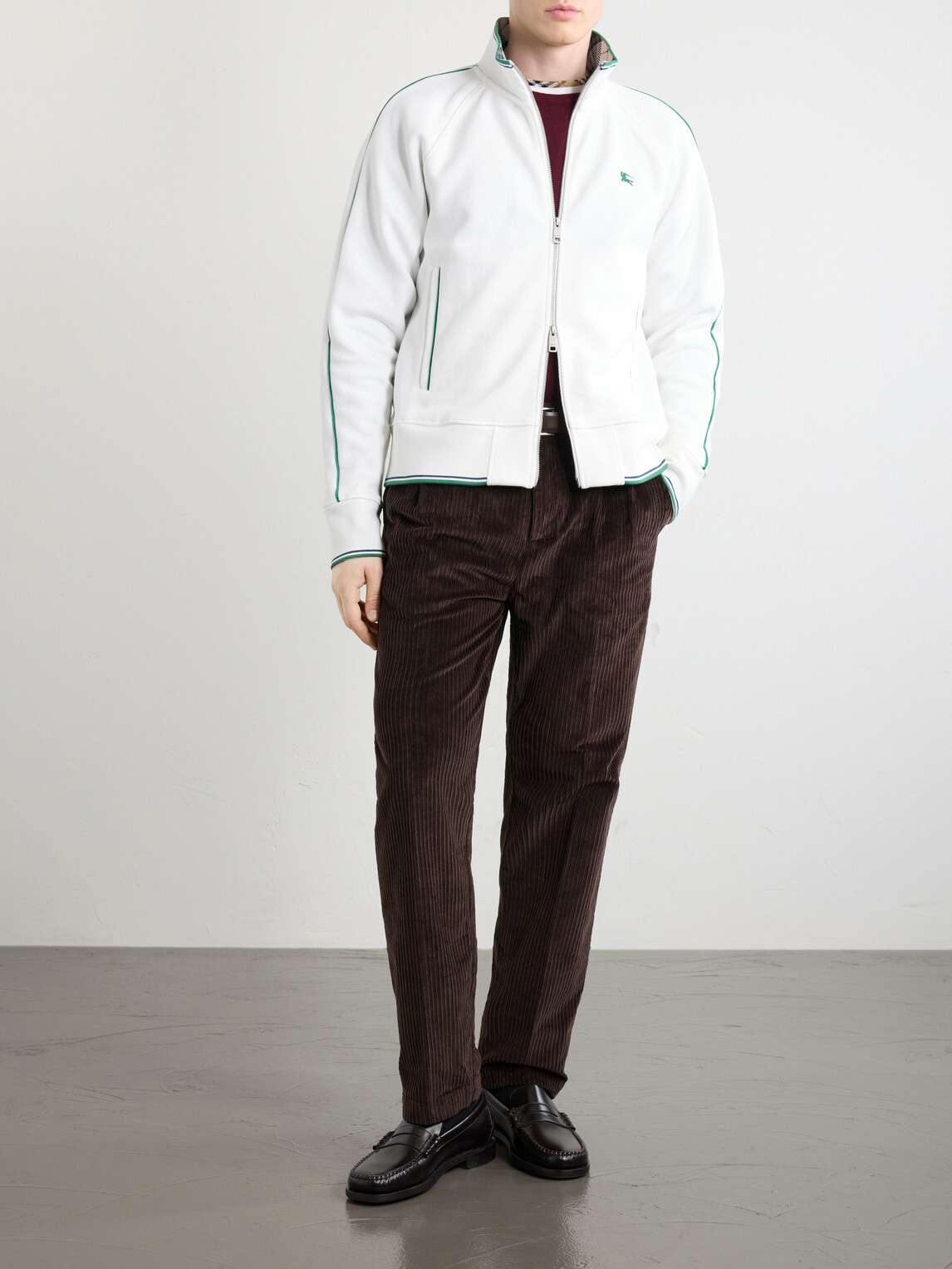 Burberry - Logo-Embroidered Jersey Zip-Up Sweatshirt - White