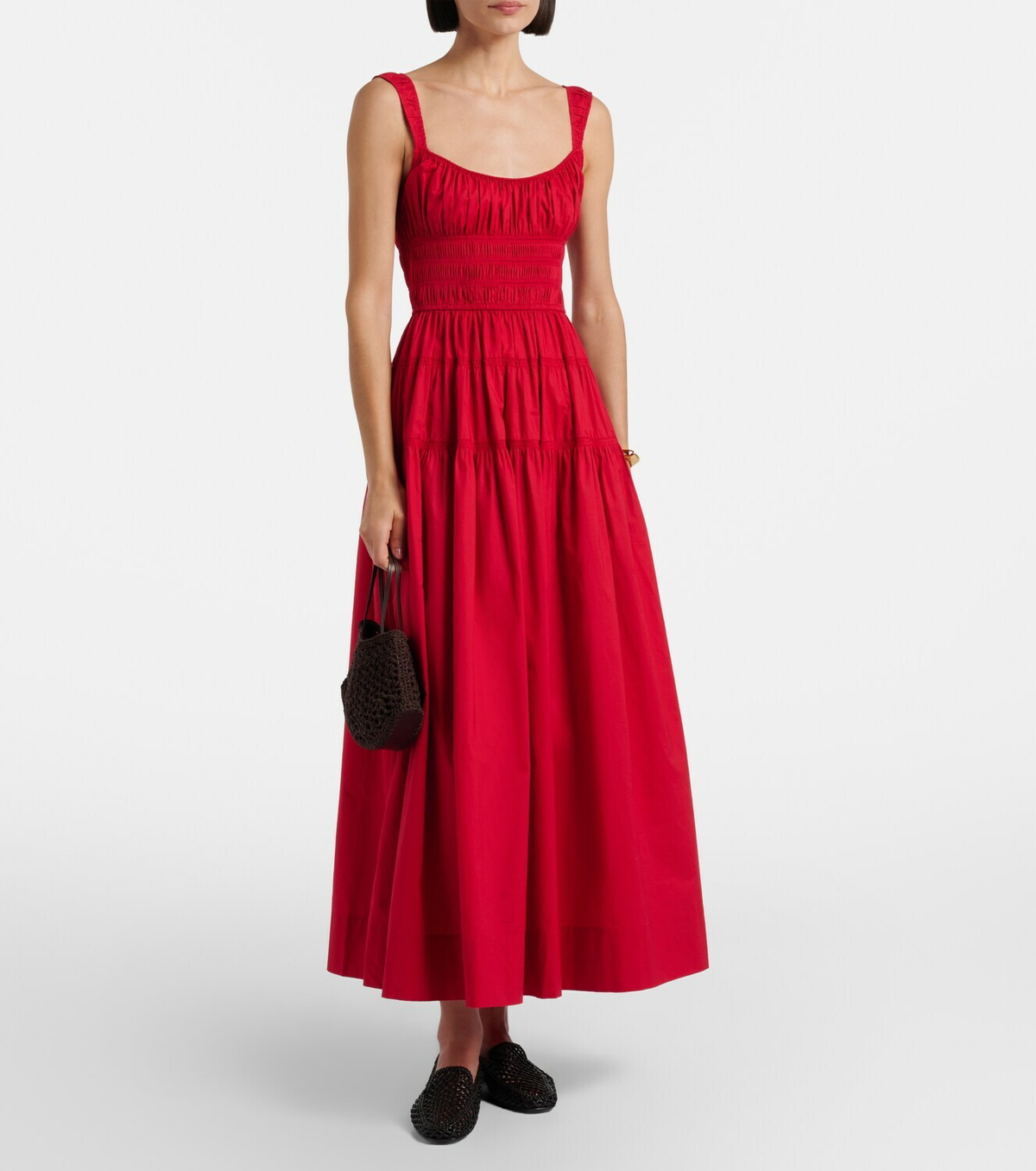 Dôen Clover shirred cotton poplin maxi dress