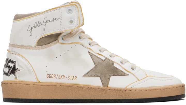 Photo: Golden Goose White Sky-Star Sneakers