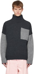 JW Anderson Gray Patch Pocket Turtleneck